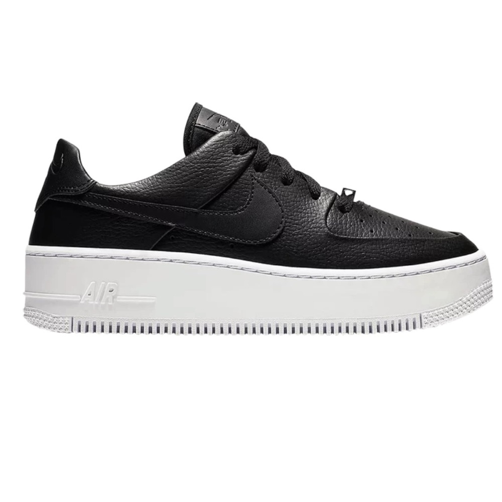 Nike Air Force One Black Leather Size 8
